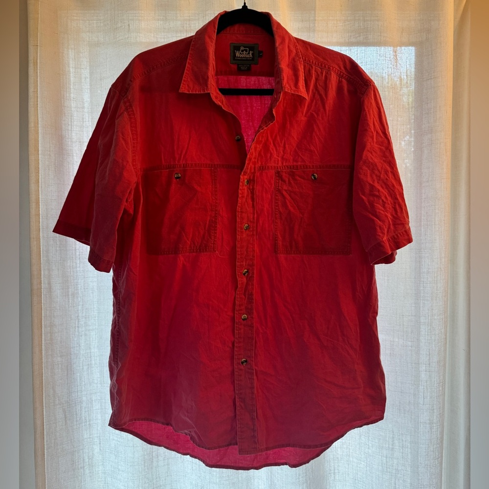 Vintage Woolrich Men's Red Casual Button Down Shirt - size L